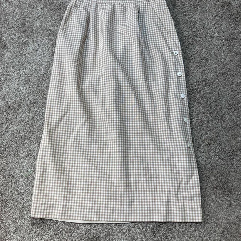 VTG Gingham Midi Skirt Beige